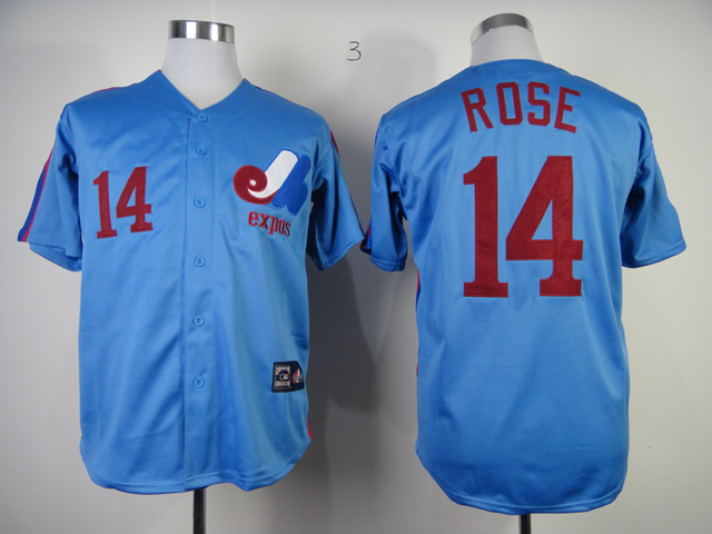 Men Montreal Expos 14 Rose Blue MLB Jerseys